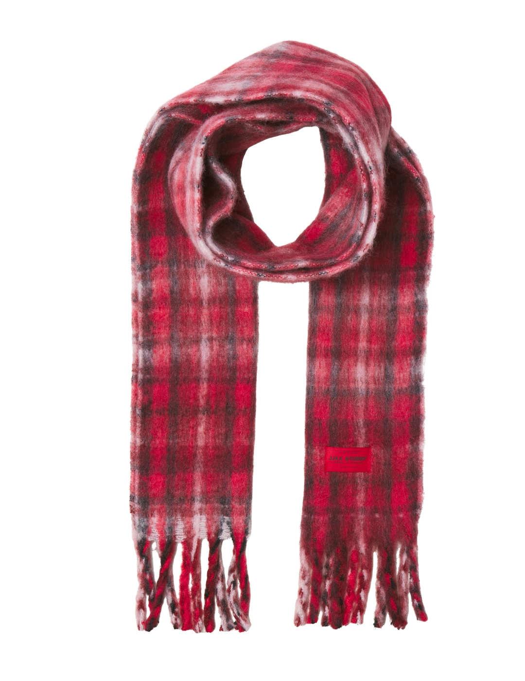 Bufanda JJXX Leslie burdeos y rosa cuadros para mujer