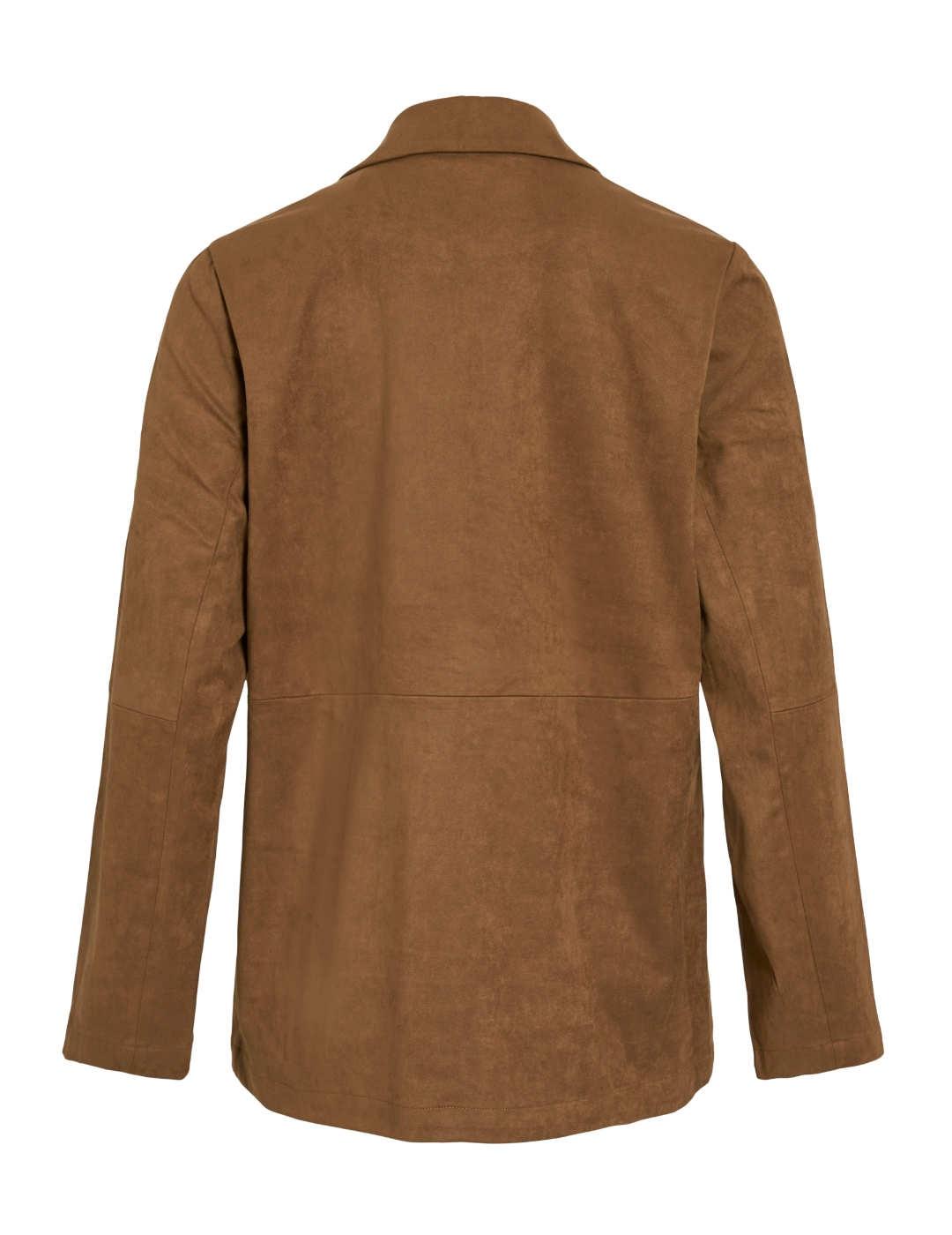 Blazer Vila Hena ante camel manga larga para mujer