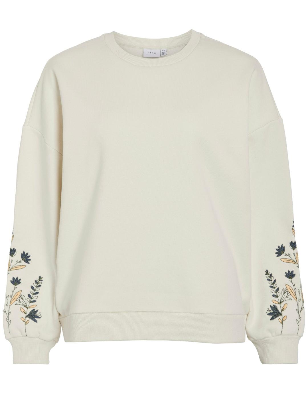 Sudadera Vila Minna beige bordados manga para mujer