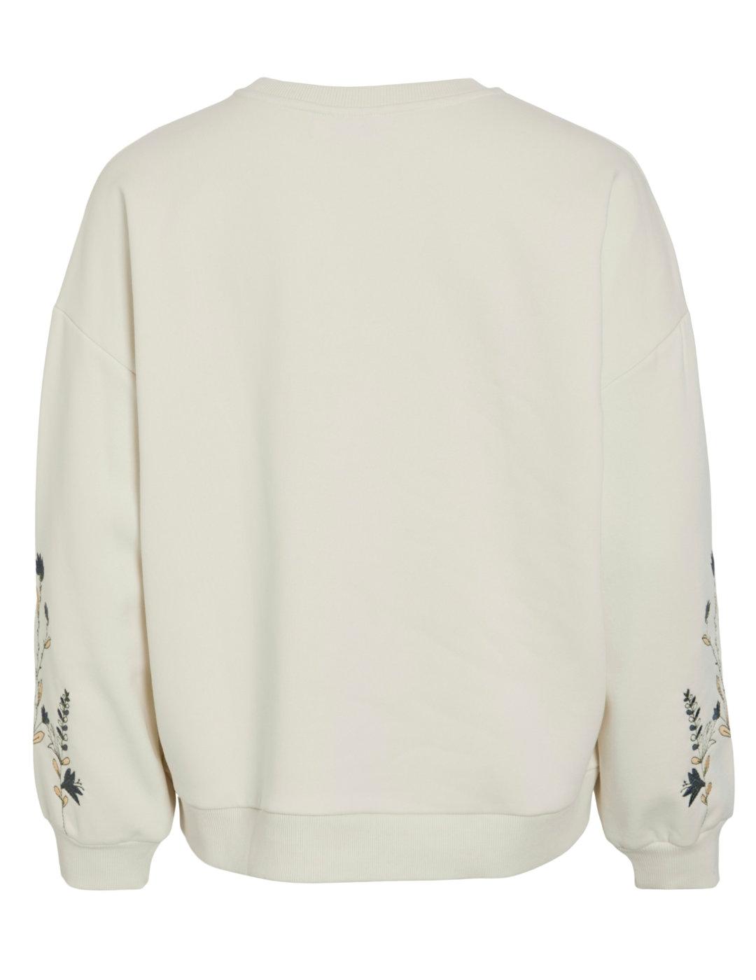 Sudadera Vila Minna beige bordados manga para mujer