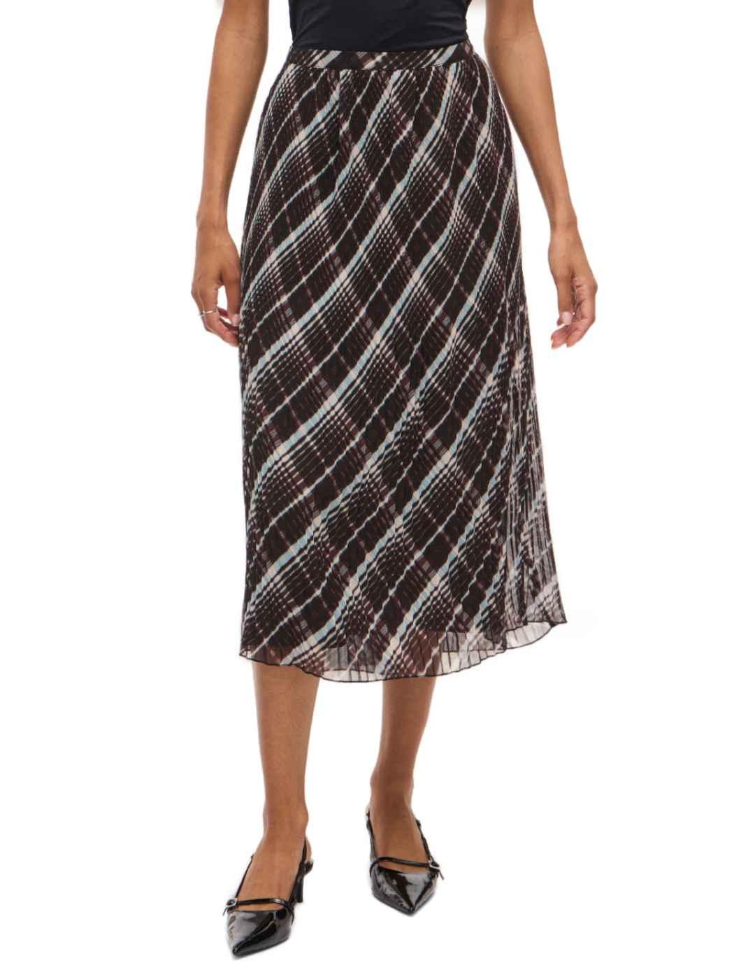 Falda Vila Daliana Kika cintura alta plisada marrón de mujer