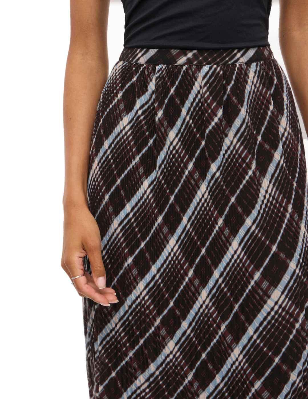 Falda Vila Daliana Kika cintura alta plisada marrón de mujer