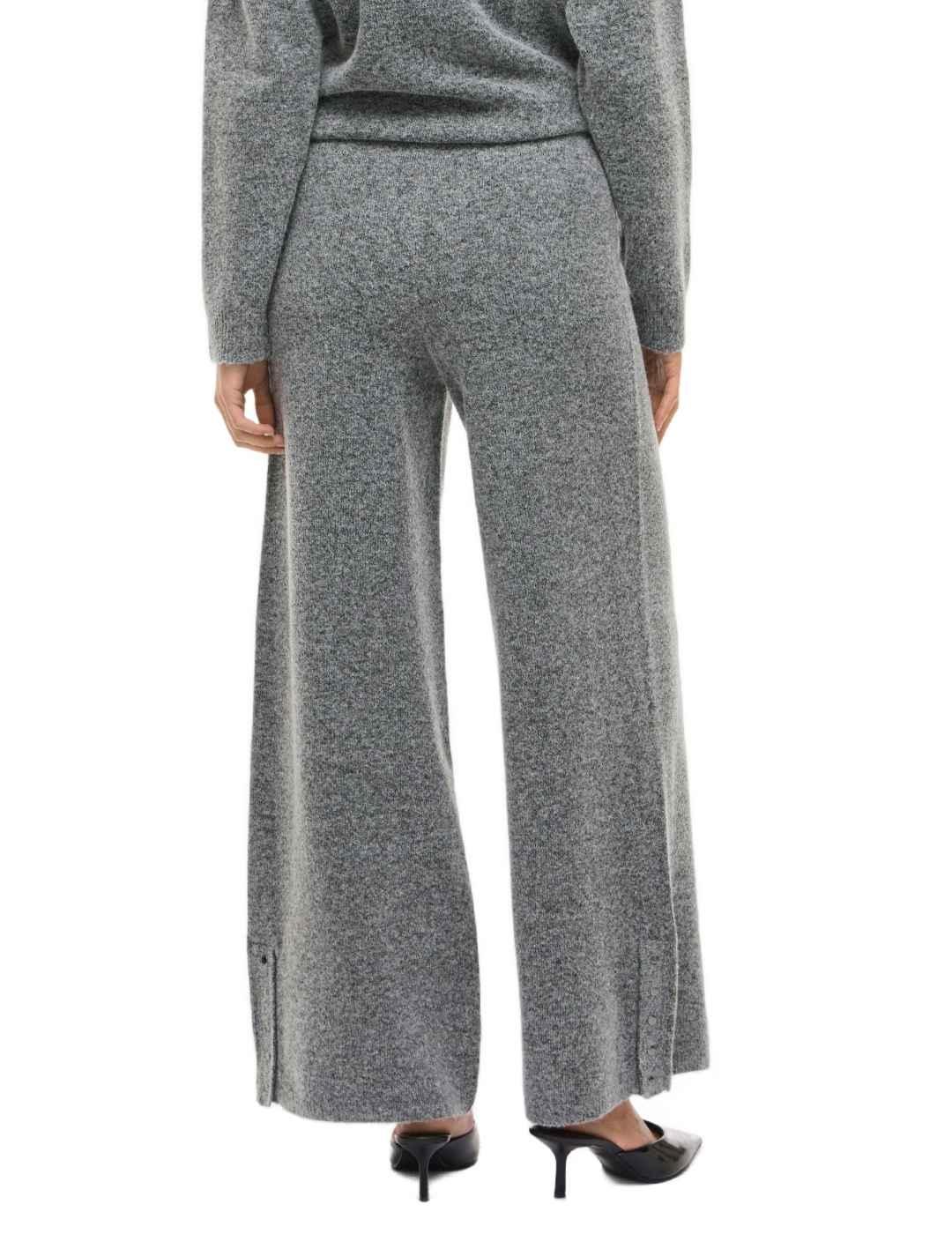 Pantalón Vila Casti gris jaspeado punto acampanado de mujer