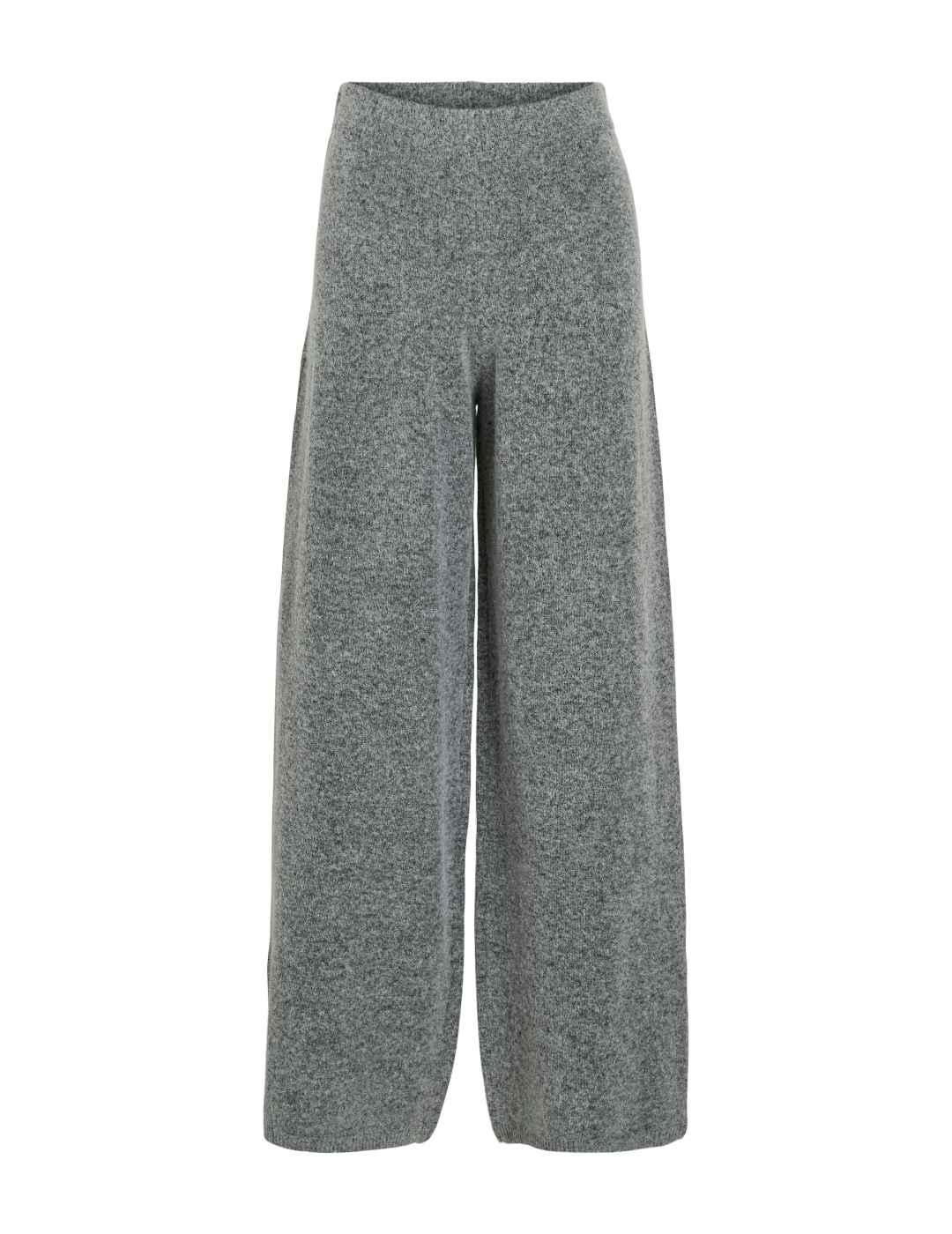 Pantalón Vila Casti gris jaspeado punto acampanado de mujer