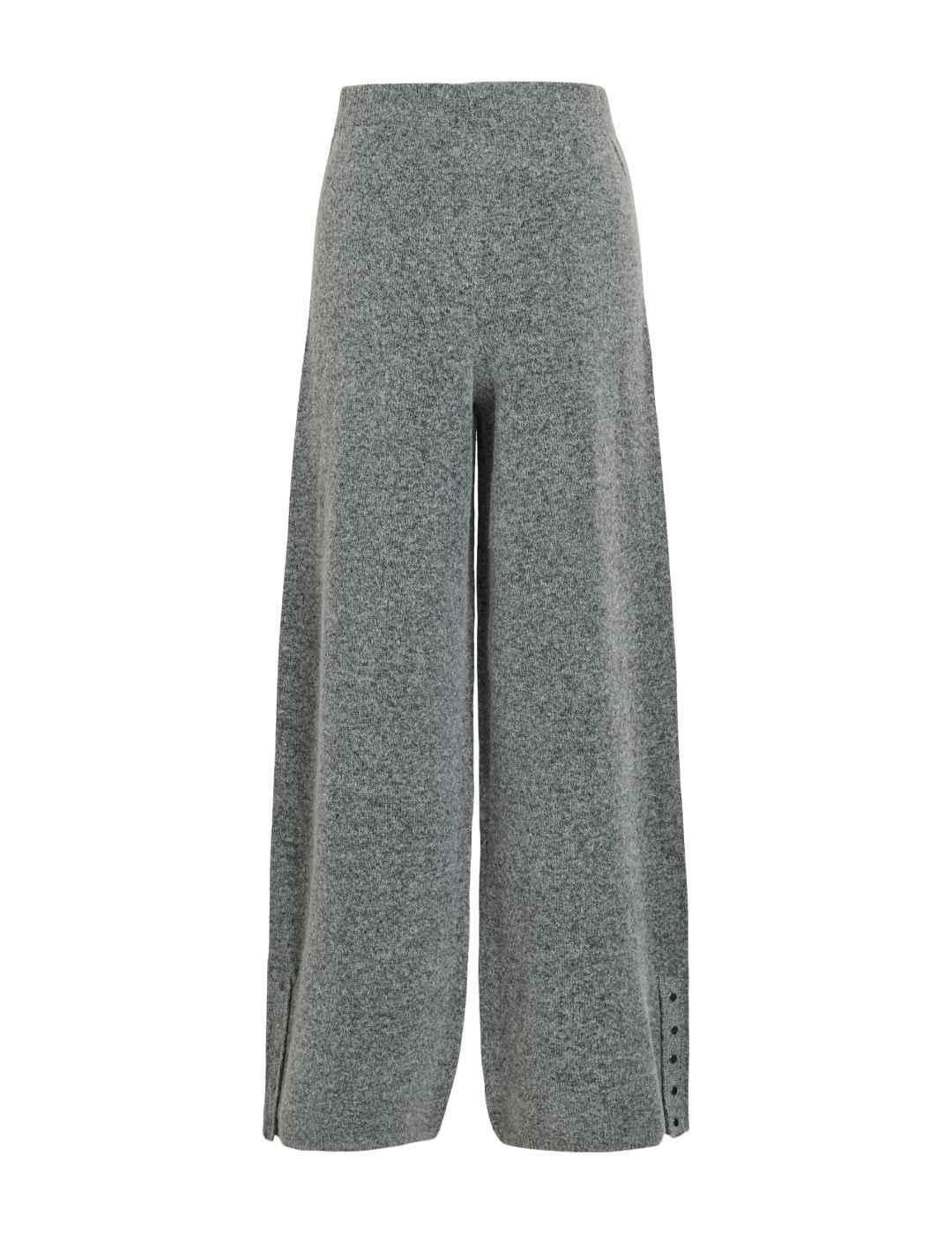 Pantalón Vila Casti gris jaspeado punto acampanado de mujer