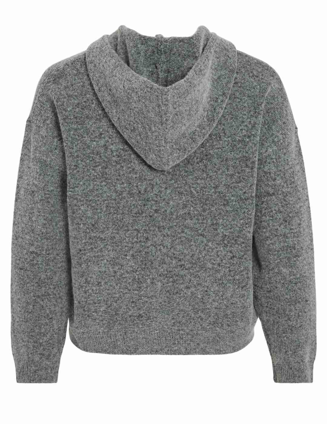 Sudadera Vila Casti gris jaspeado punto capucha de mujer