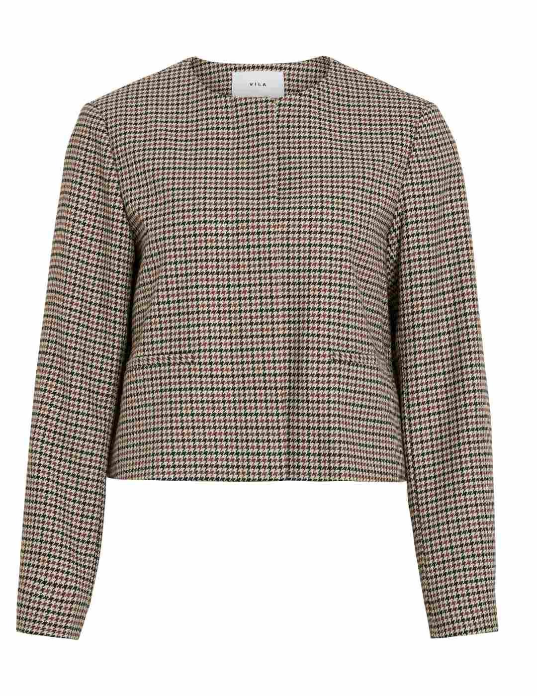 Blazer Vila estampado pata de gallo corte tipo cropped mujer