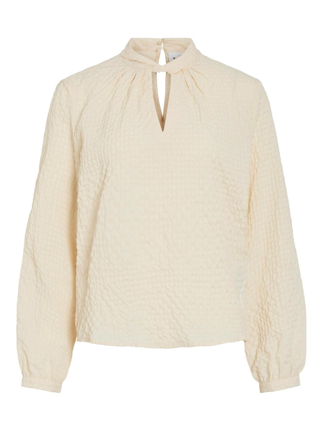 Blusa Vila Veama beige nudo manga larga para mujer