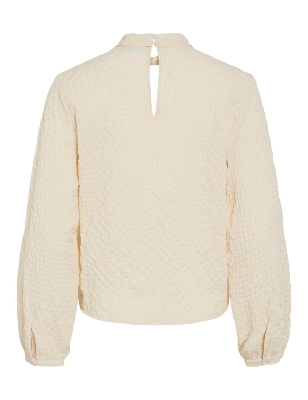Blusa Vila Veama beige nudo manga larga para mujer