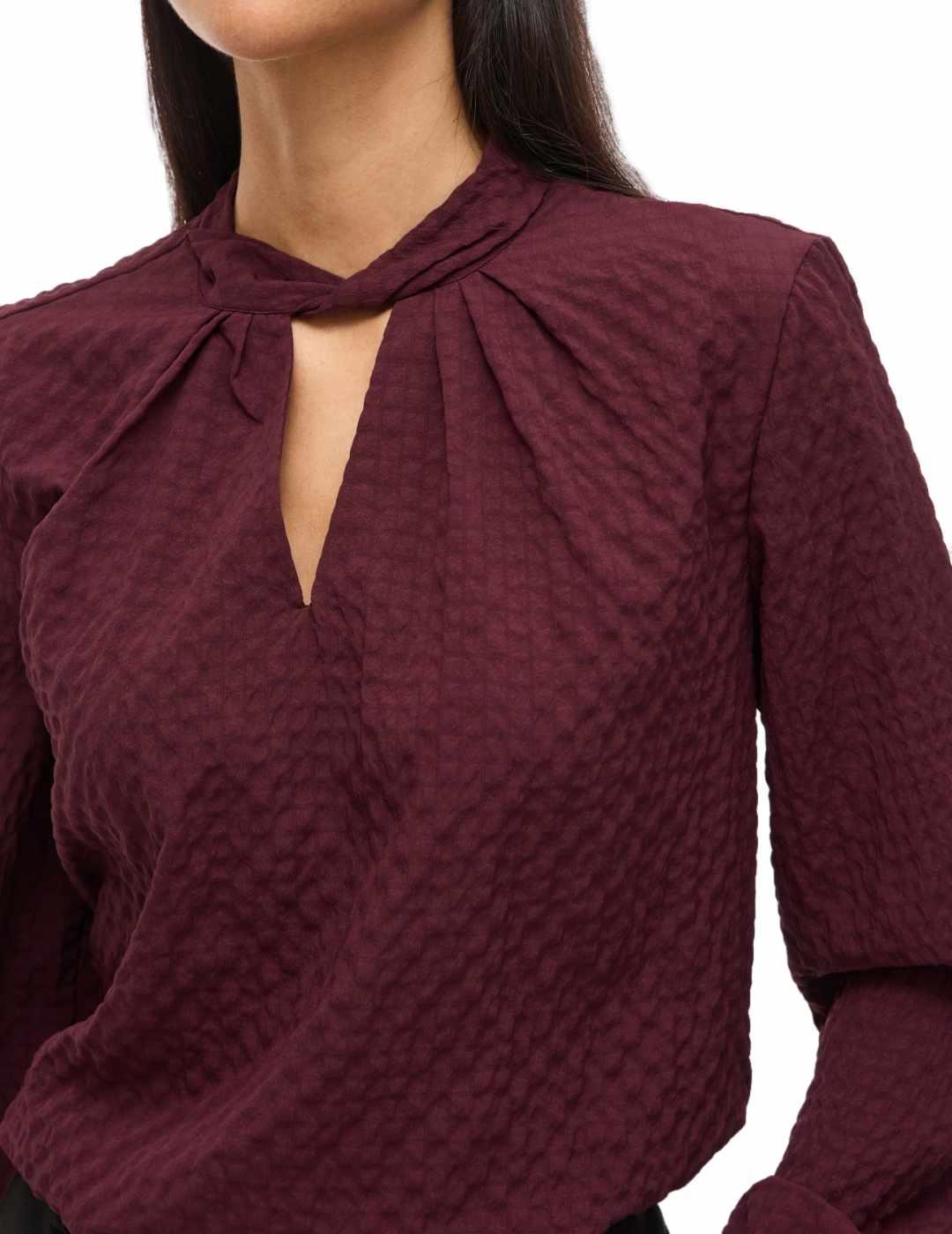 Blusa Vila Veama burdeos nudo manga larga para mujer