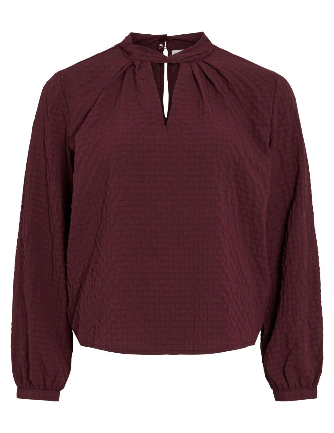 Blusa Vila Veama burdeos nudo manga larga para mujer