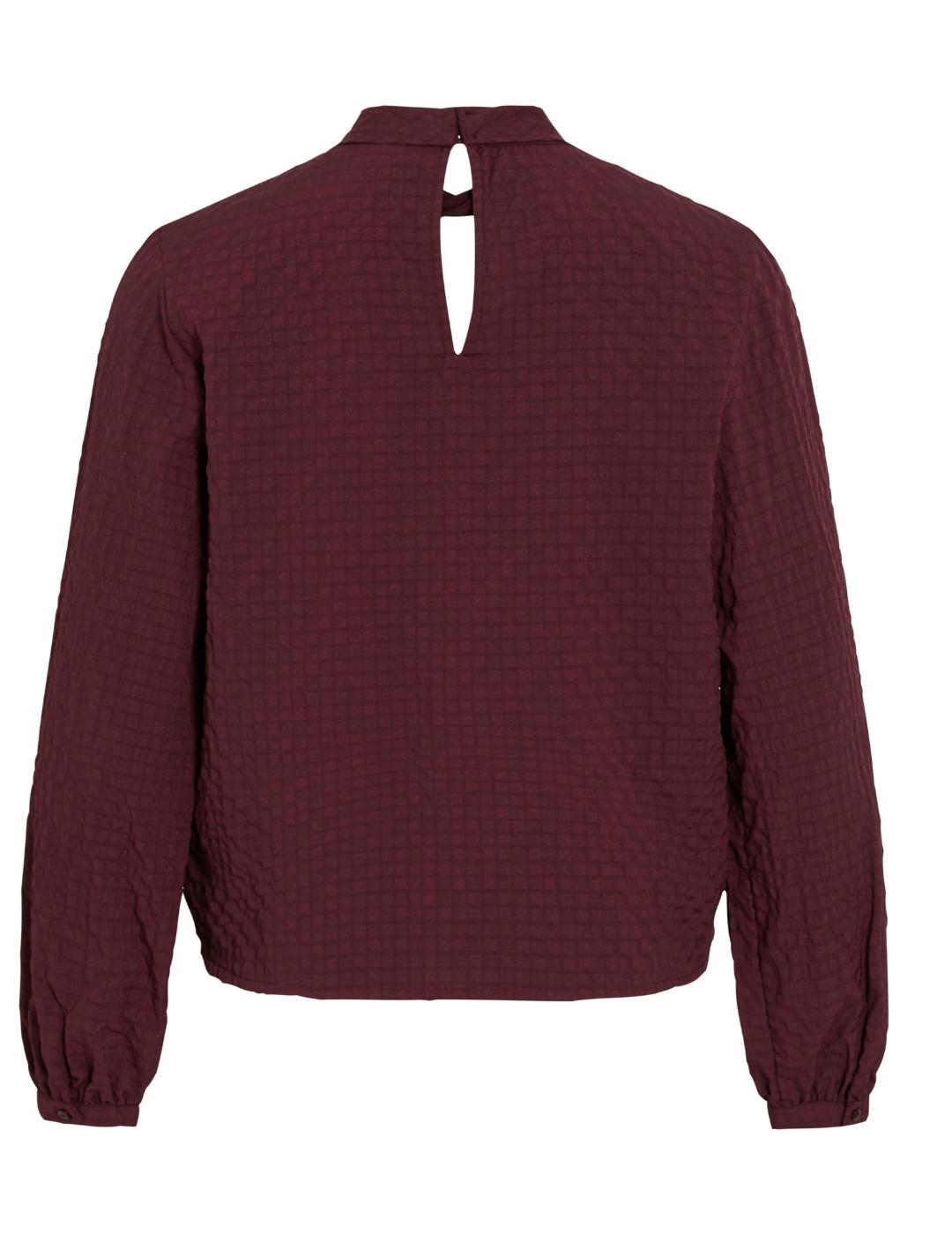 Blusa Vila Veama burdeos nudo manga larga para mujer