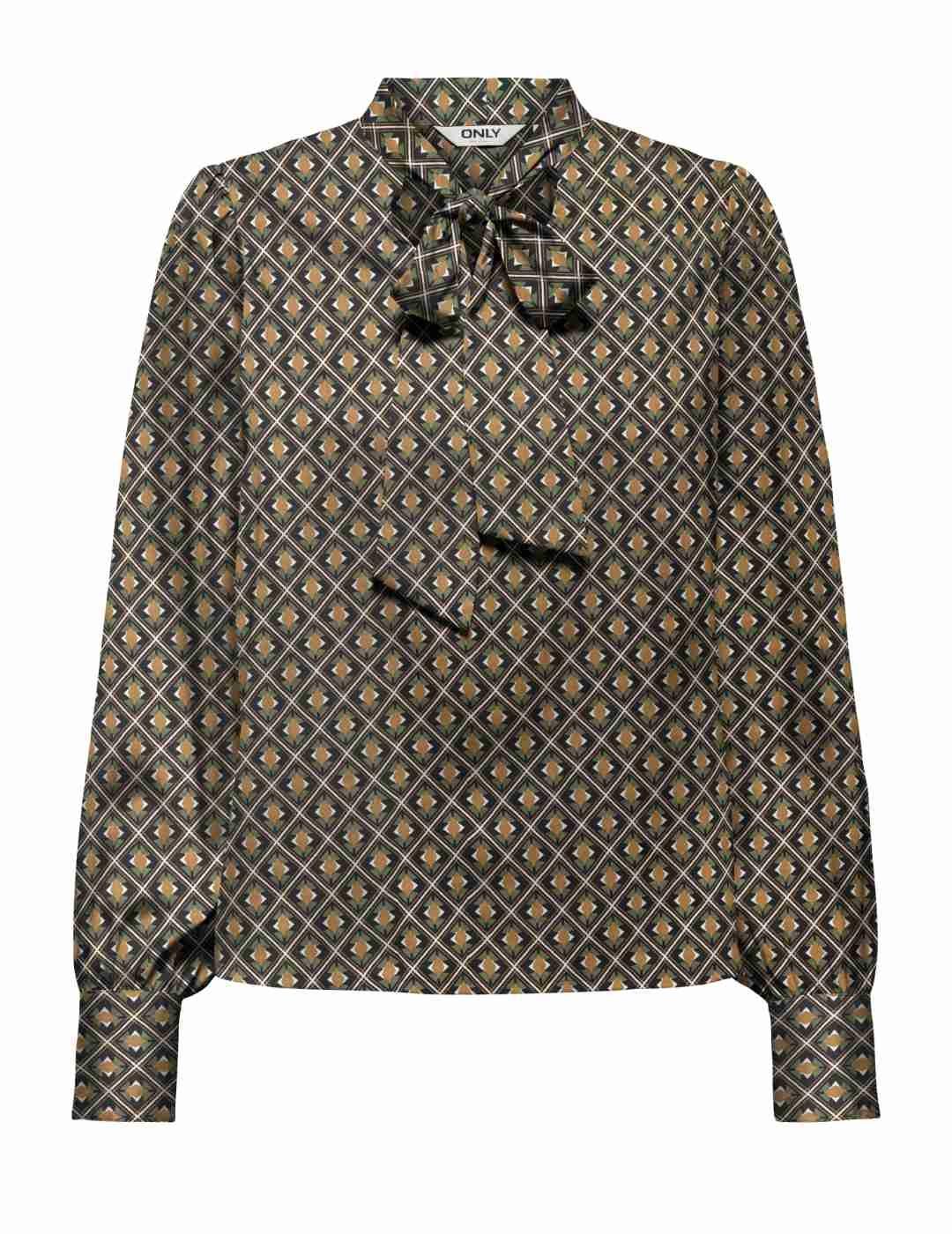 Blusa Only Jane estampado geómetrico y lazo para mujer