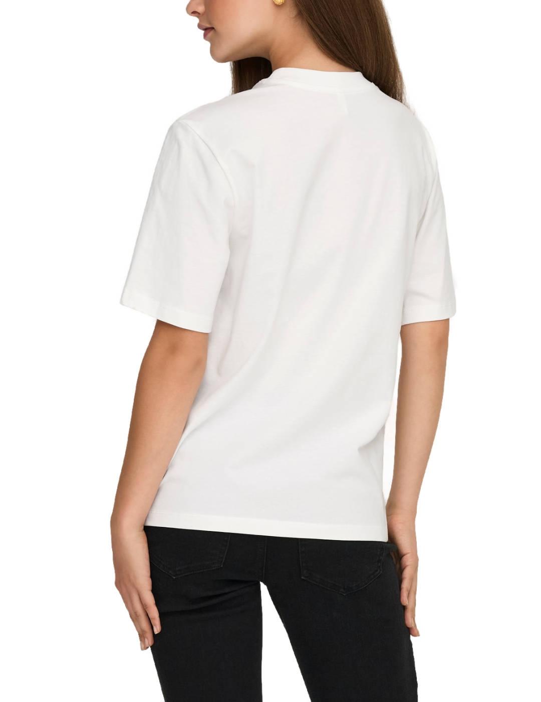 Camiseta Only manga corta Siff labios blanca para mujer