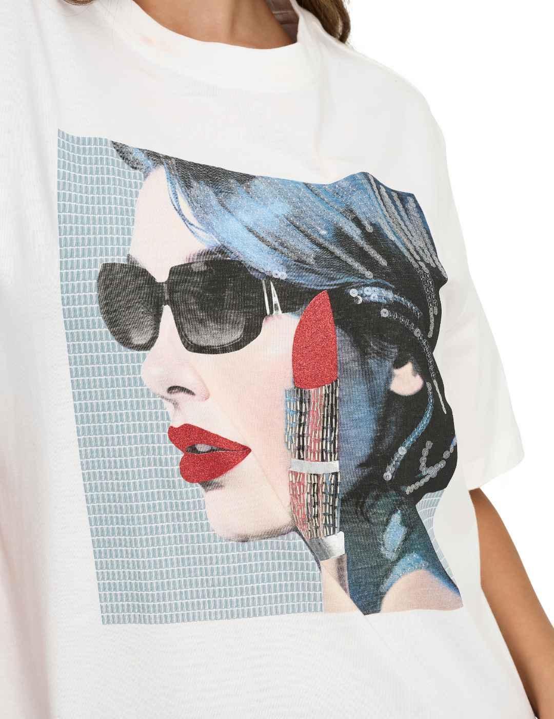 Camiseta Only Siff manga corta gafas blanca para mujer