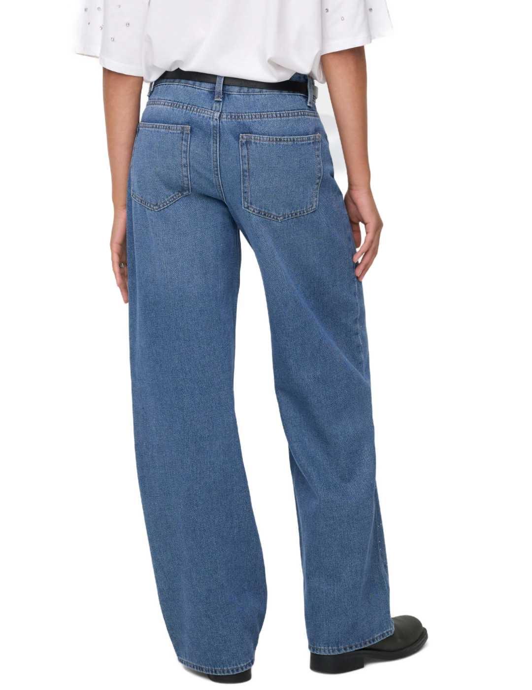 Vaquero Only Cath azul strass wide leg para mujer