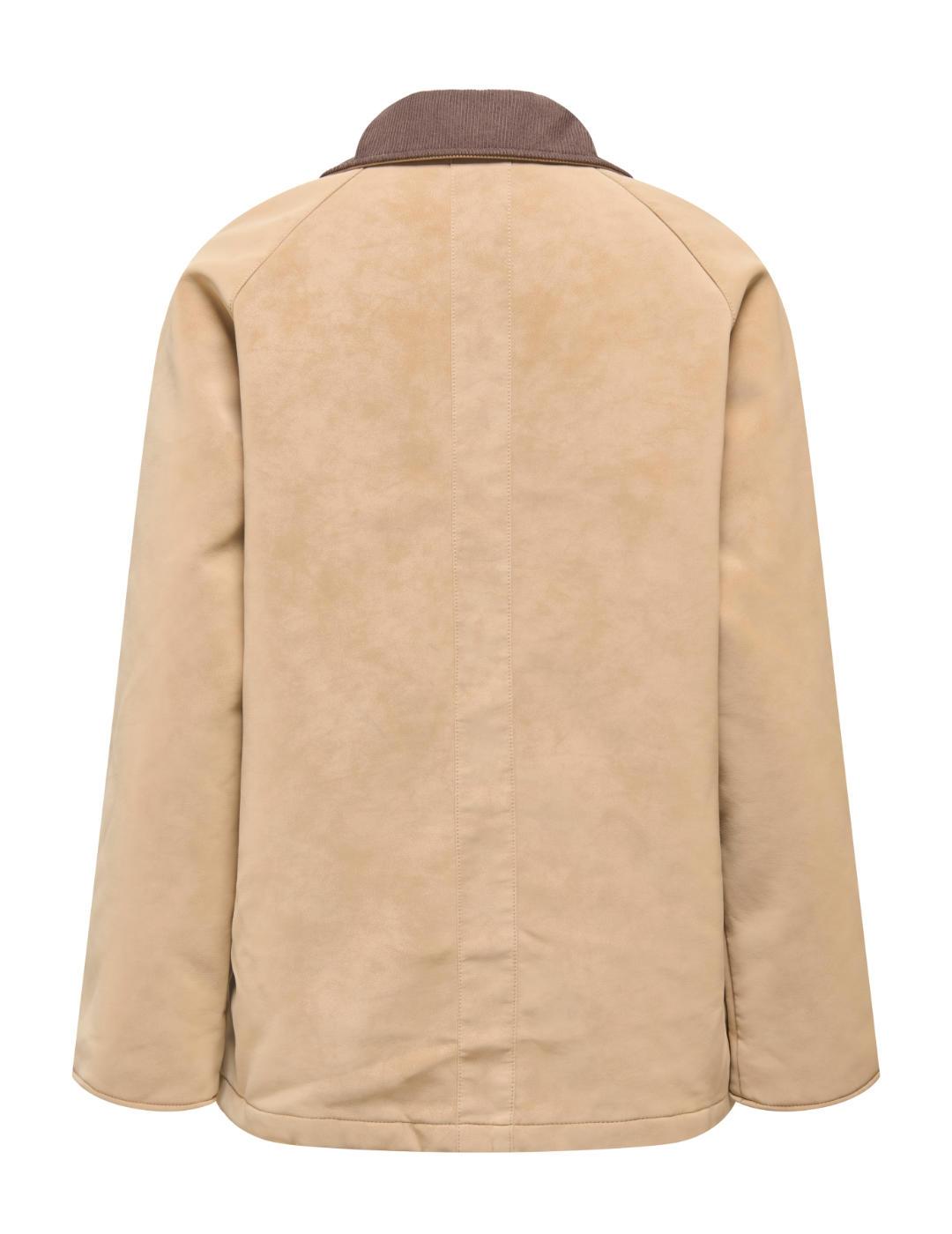 Chaqueta Only Aggie camel ante larga para mujer