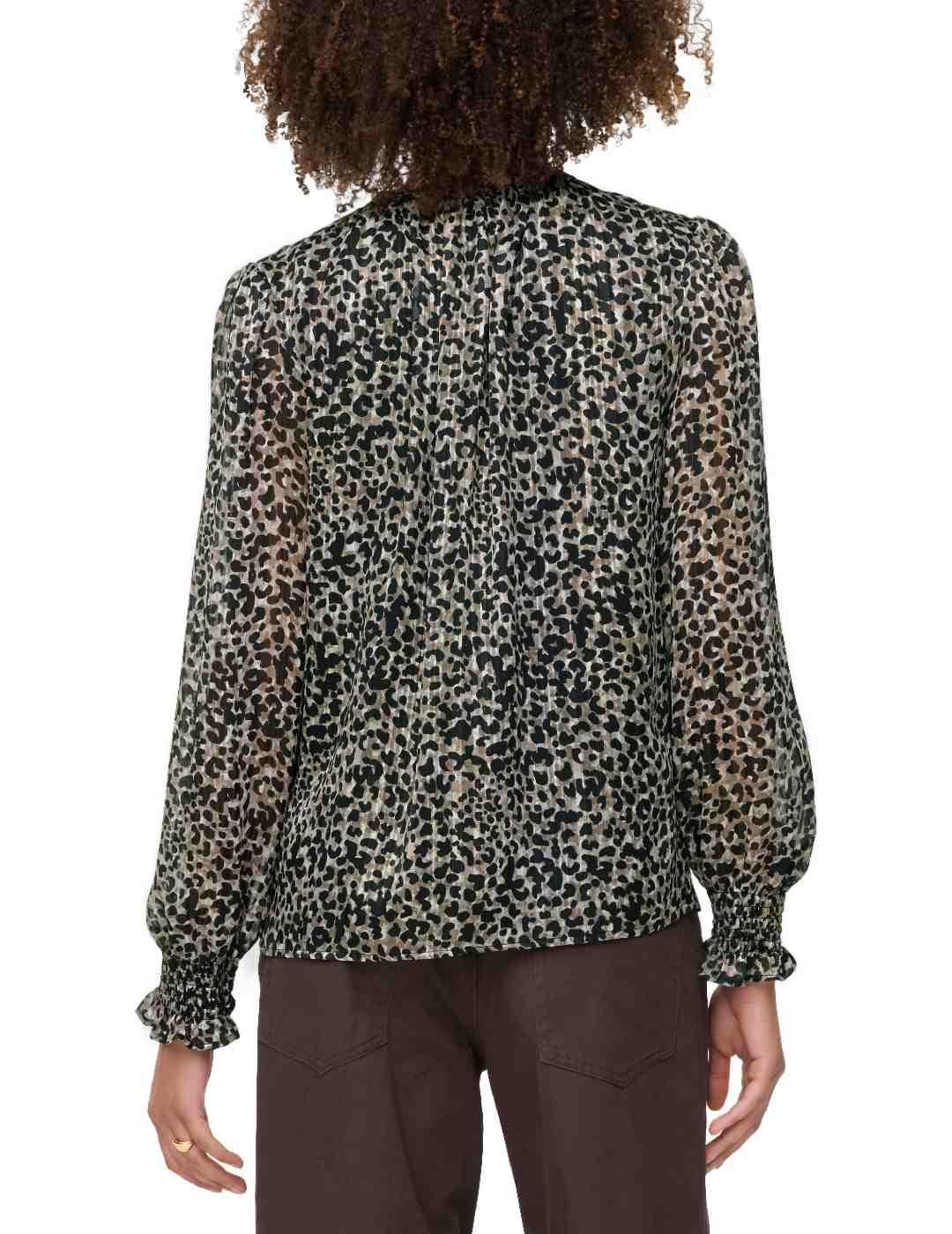 Blusa Only Mavie leopardo manga larga para mujer