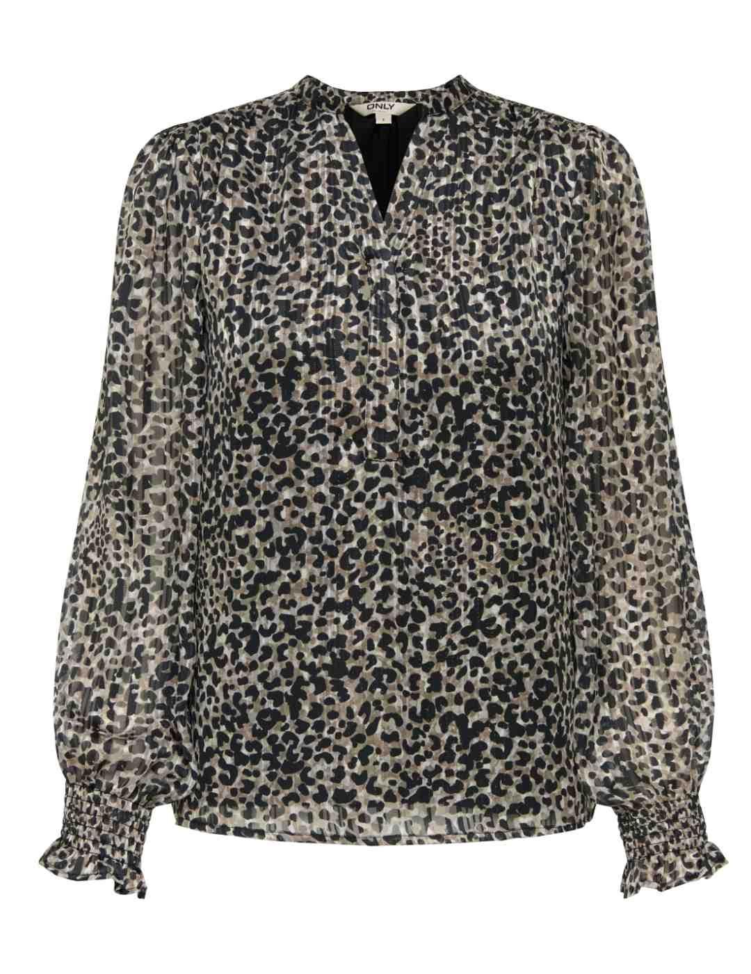 Blusa Only Mavie leopardo manga larga para mujer