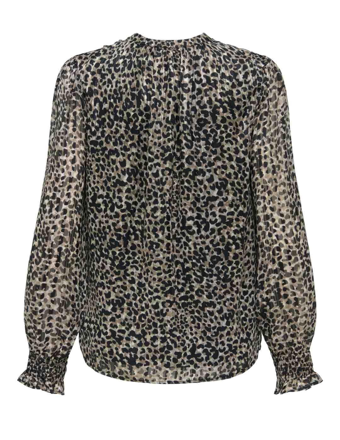 Blusa Only Mavie leopardo manga larga para mujer