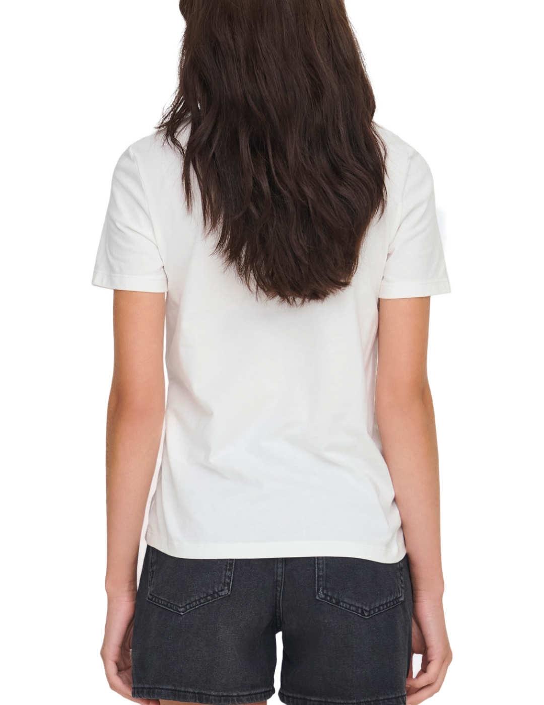 Camiseta Only Ditte amore blanca detalle cebra para mujer