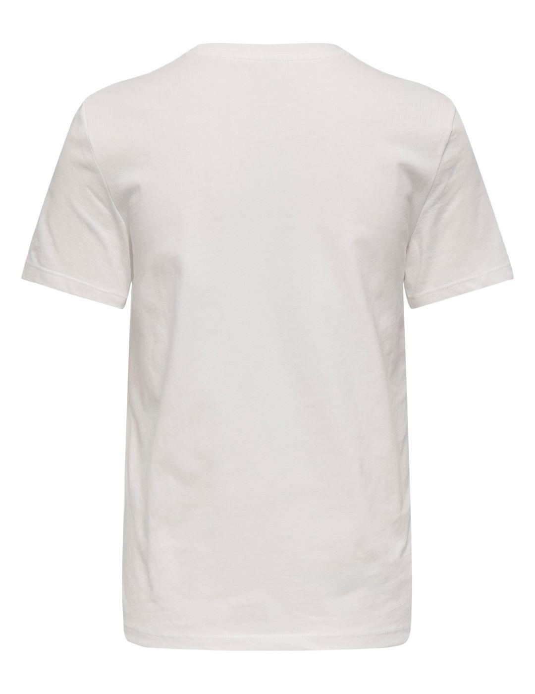 Camiseta Only Ditte amore blanca detalle cebra para mujer