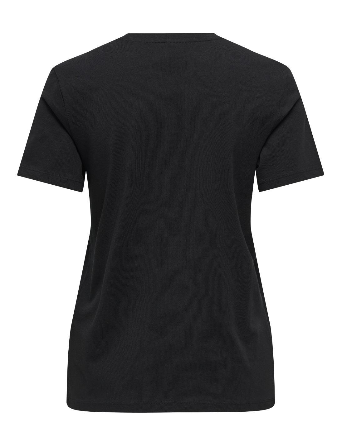 Camiseta Only Ditte cherie negra detalle leopardo para mujer