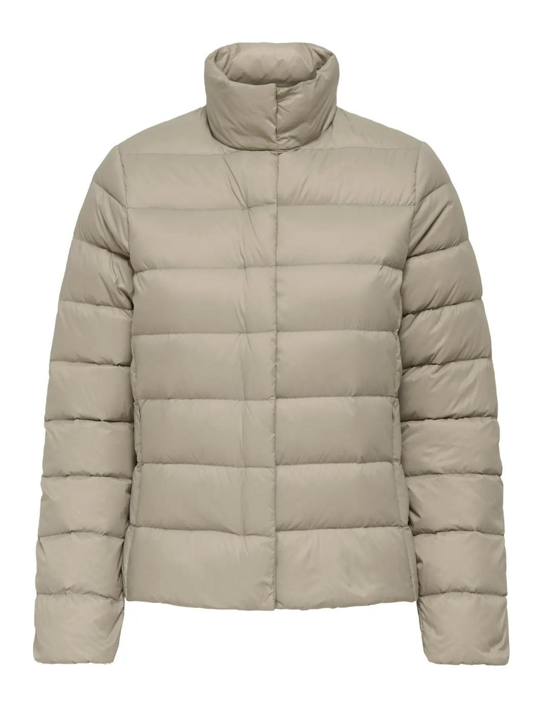 Chaqueta Only Ruby beige acolchado cierre cremallera mujer