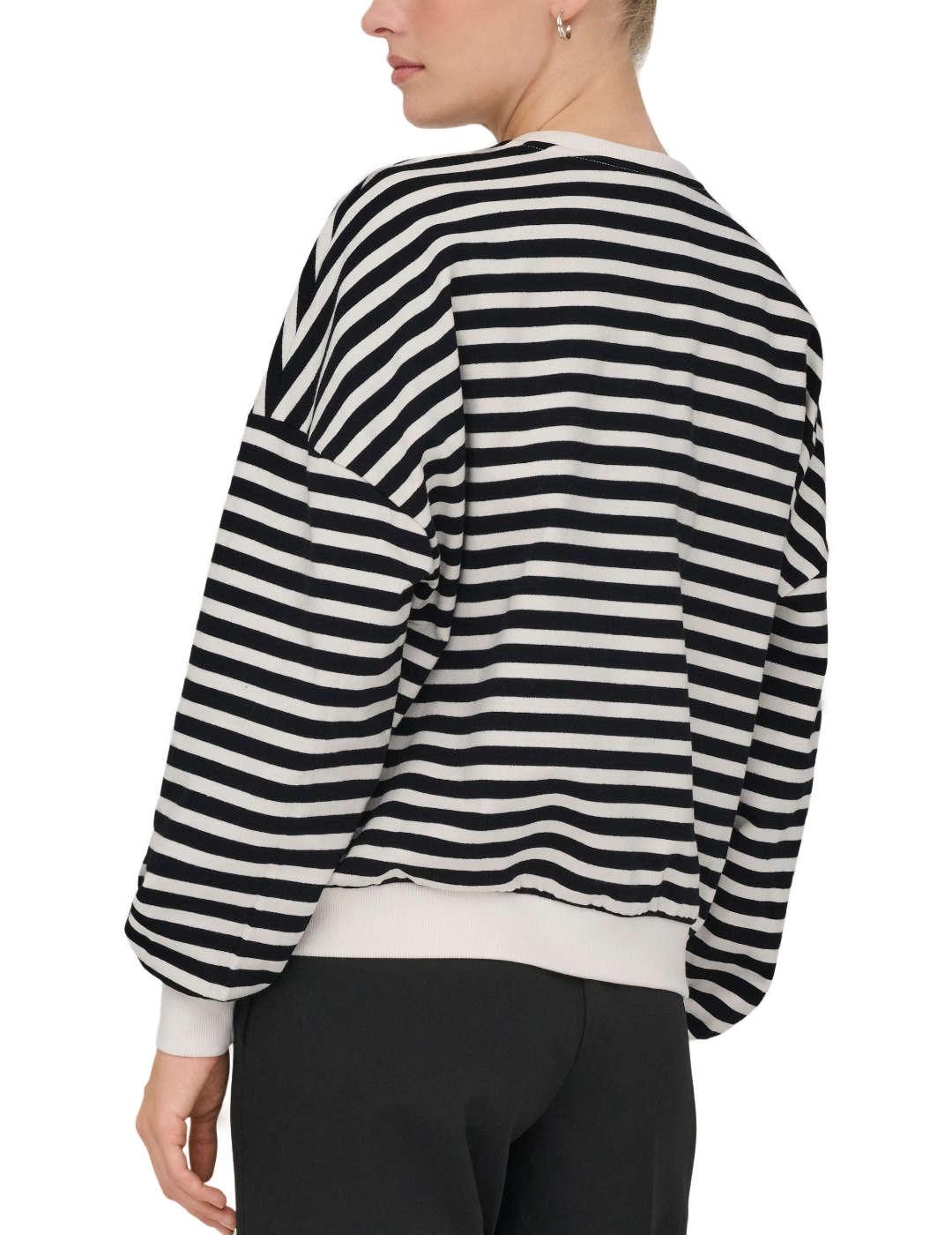 Sudadera Only Liza negra y blanca de rayas para mujer