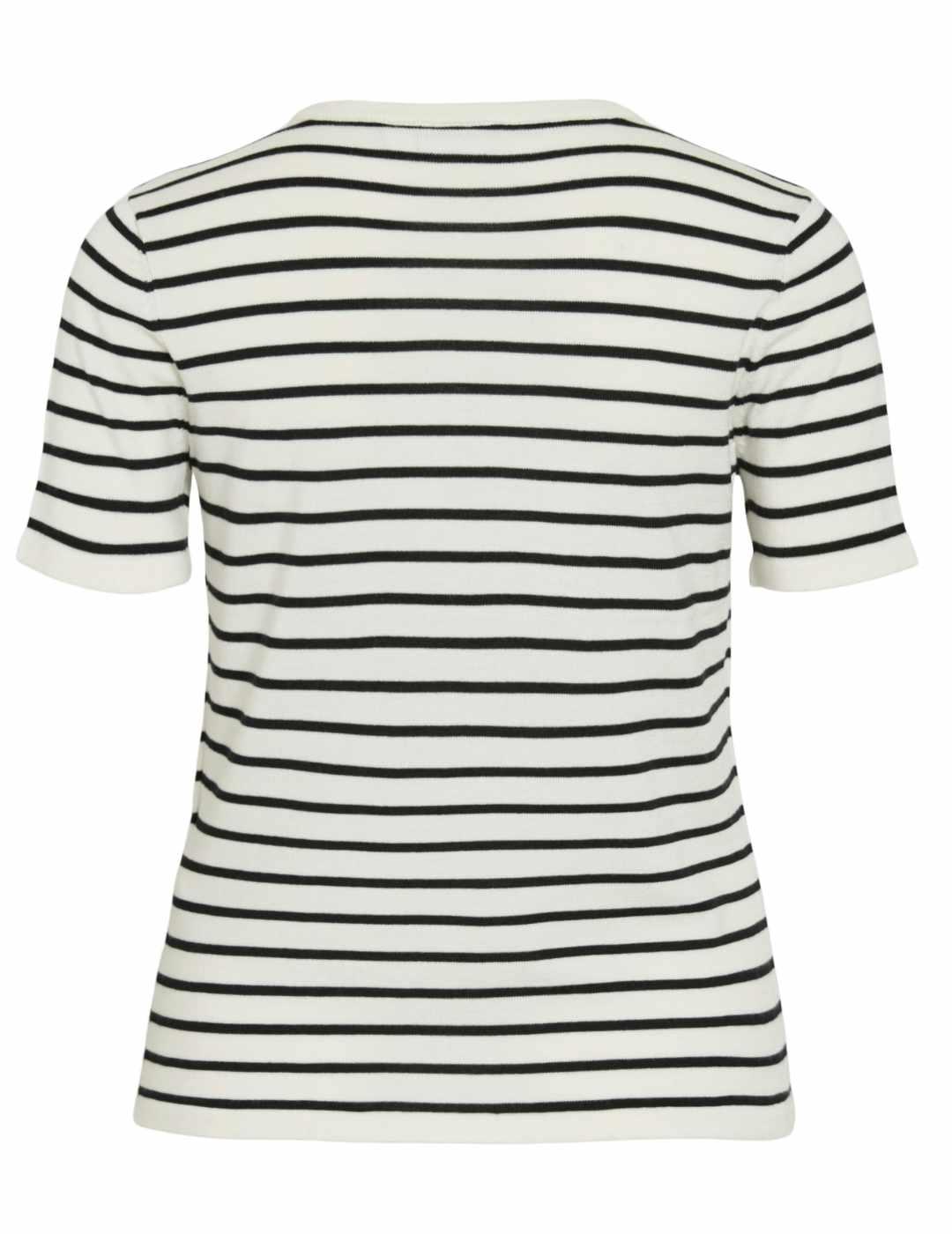 Camiseta Vila de punto manga corta blanca raya negra mujer
