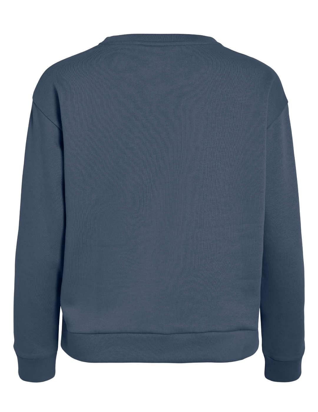 Sudadera Vila Fridea azul índigo flor afelpada para mujer