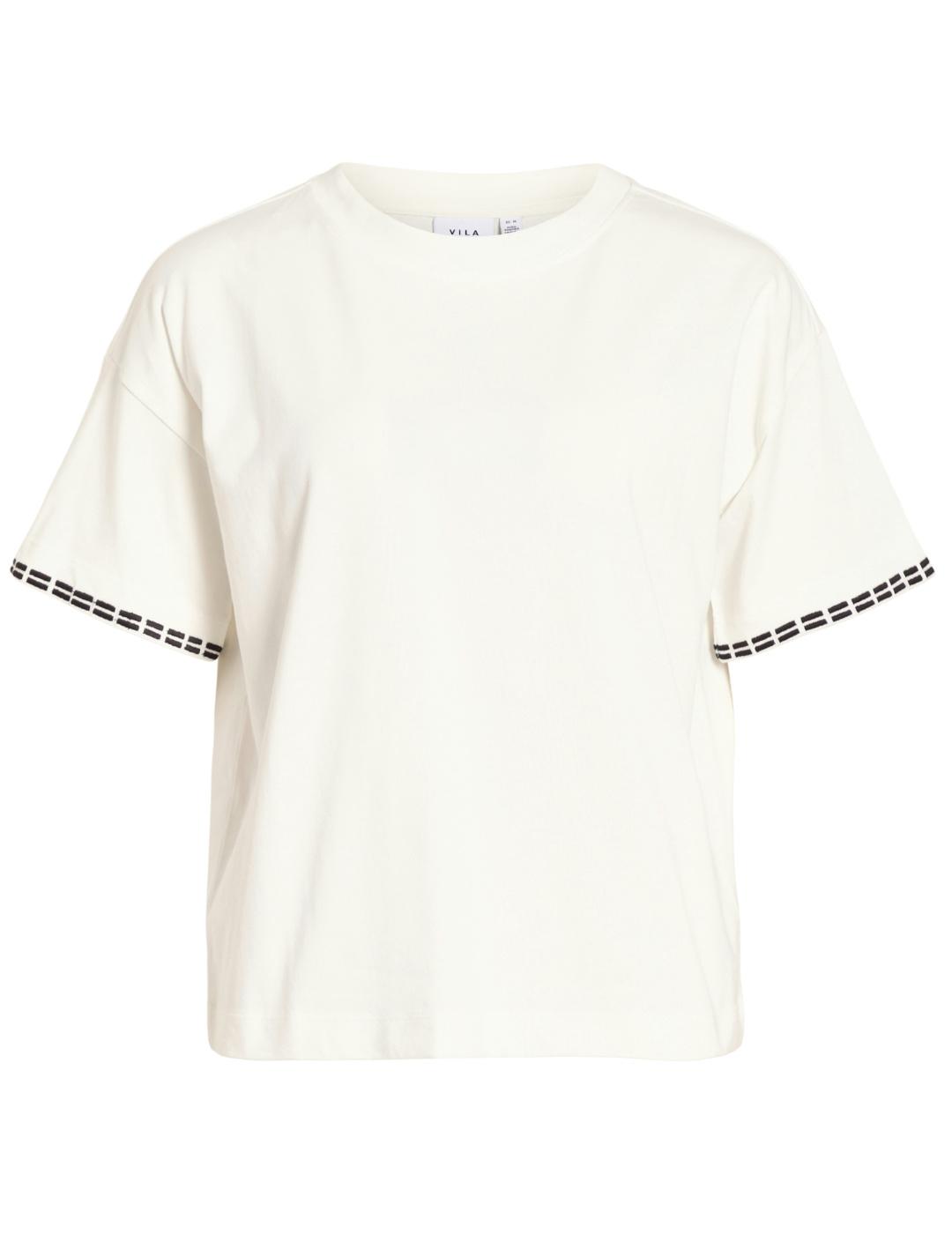 Camiseta Vila Monie blanca detalle bordado manga para mujer