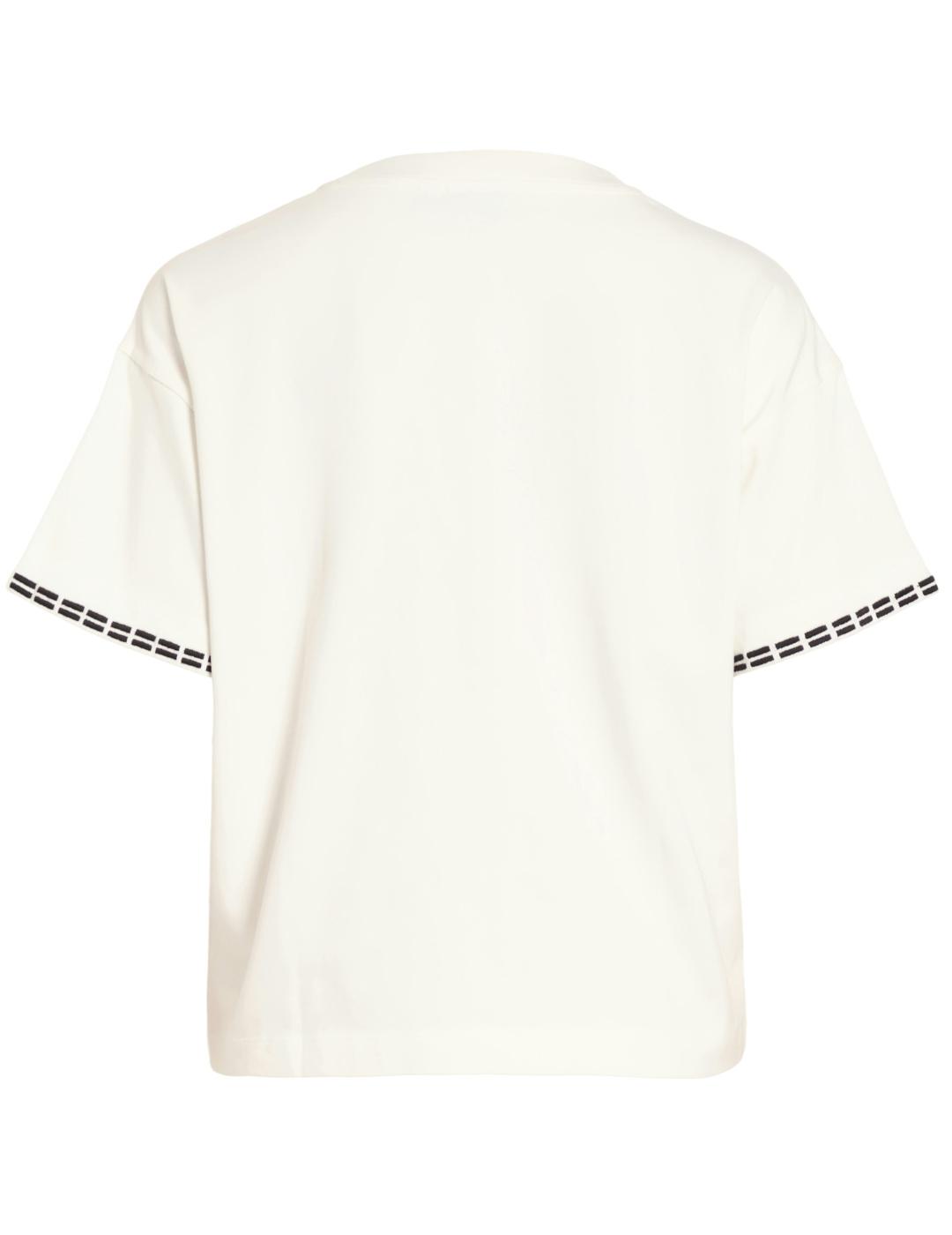 Camiseta Vila Monie blanca detalle bordado manga para mujer