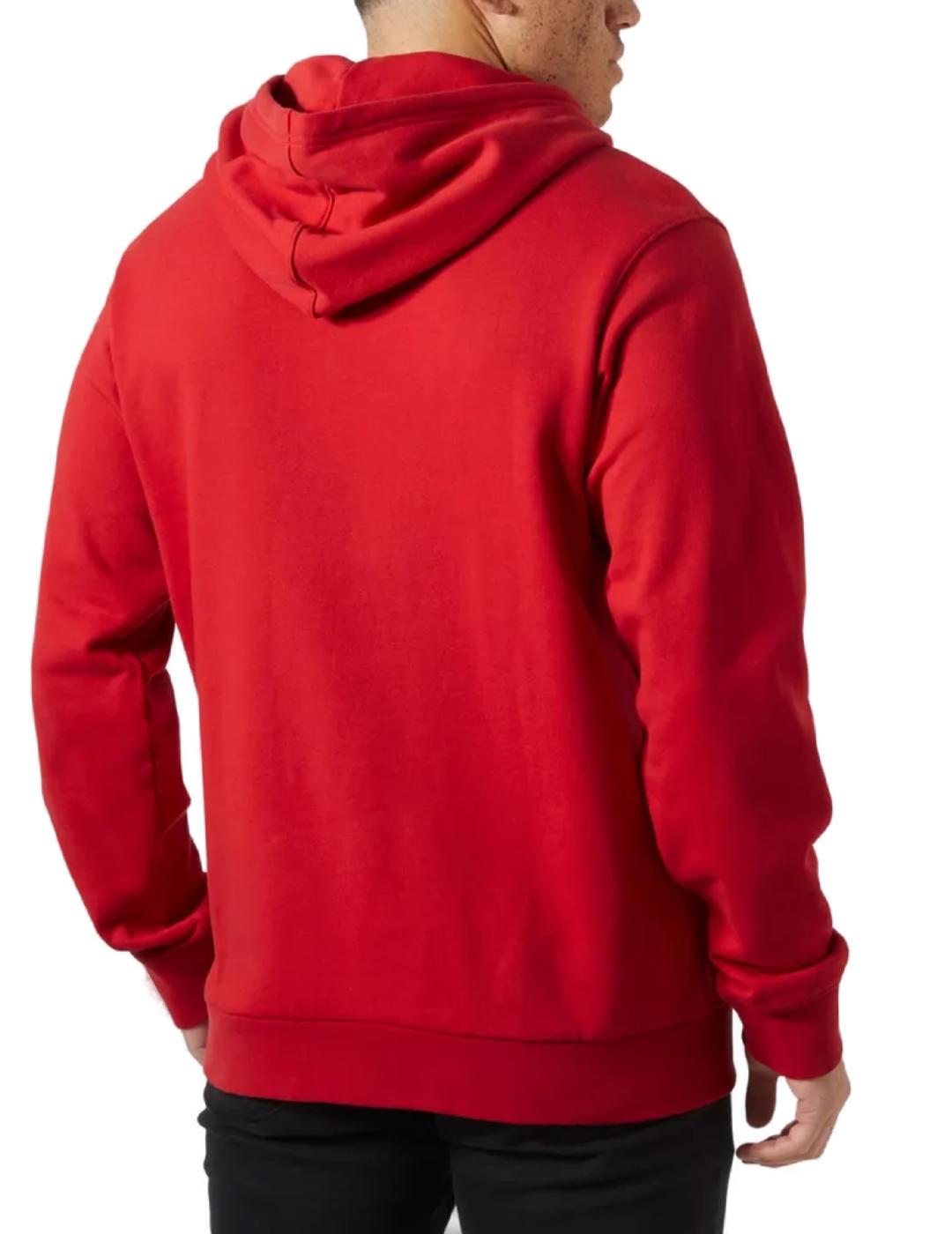 Sudadera Helly Hansen roja con capucha logo blanco de hombre