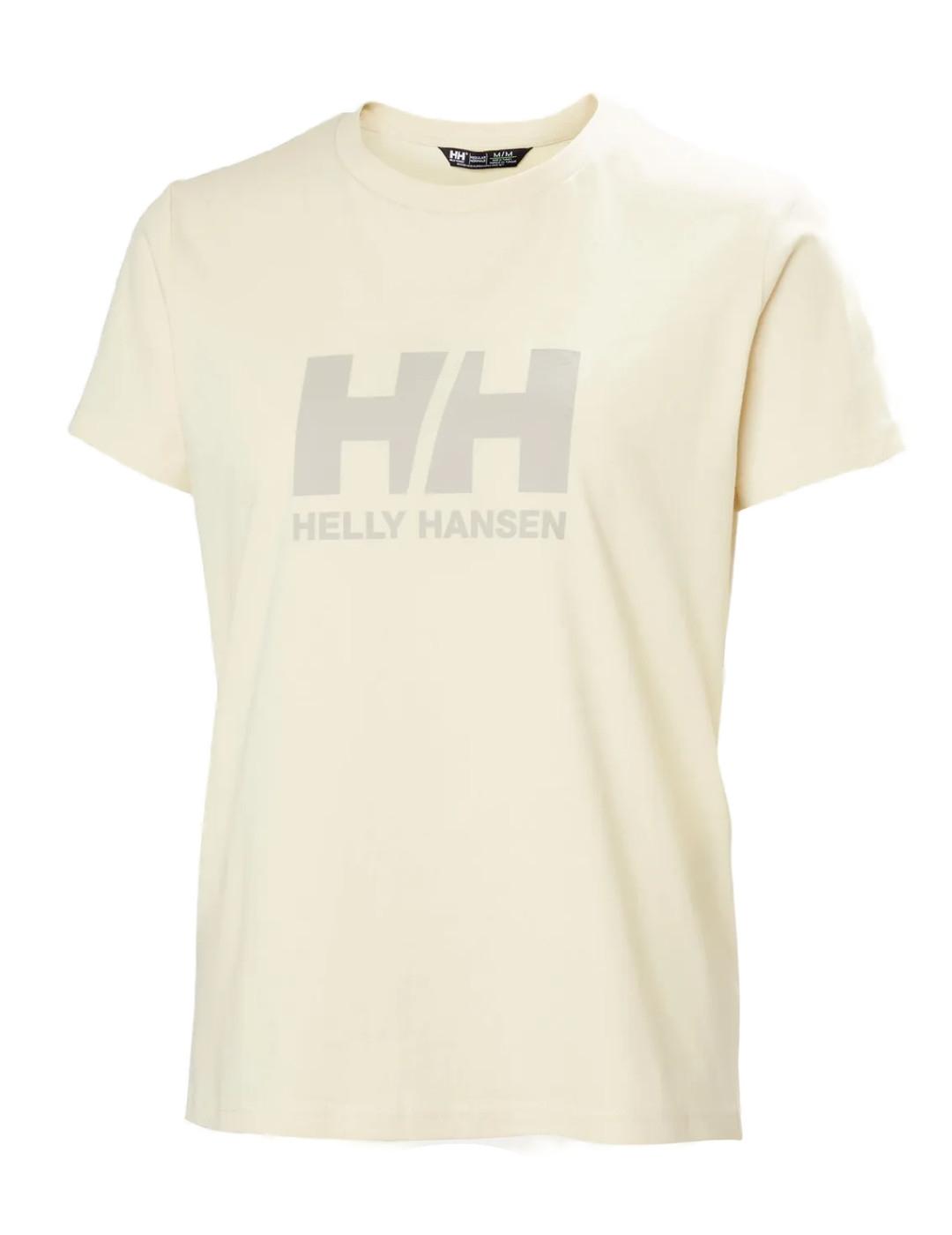 Camiseta Helly Hansen Logo beige manga corta para mujer