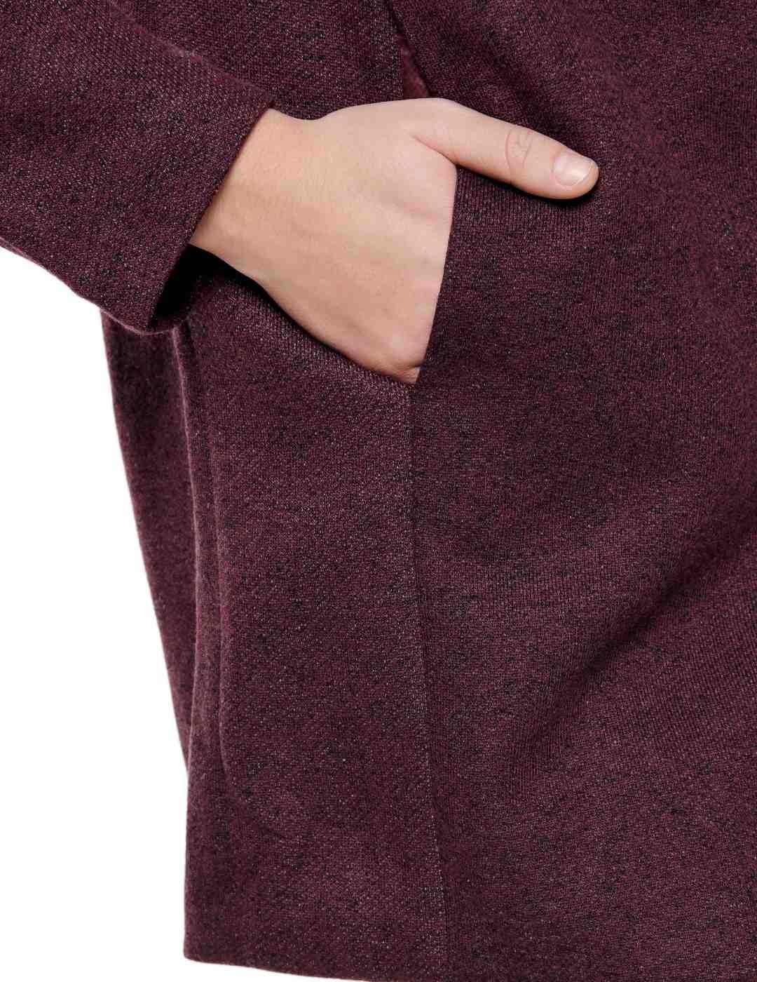 Abrigo Only Sedona burdeos jaspeado capucha para mujer