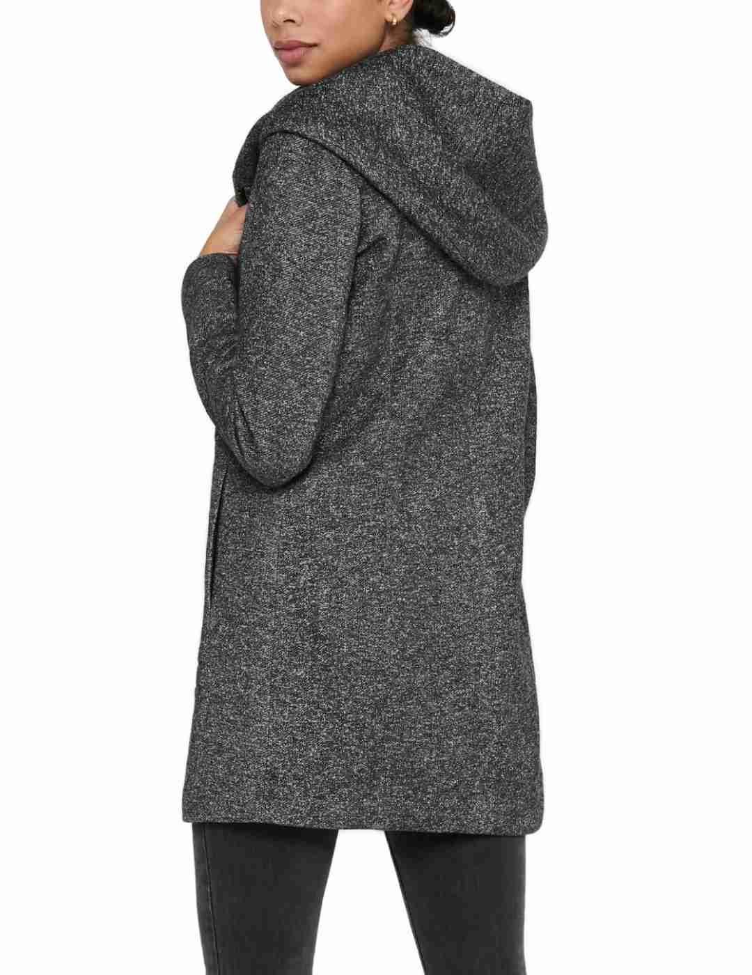 Abrigo Only Sedona gris oscuro con capucha para mujer