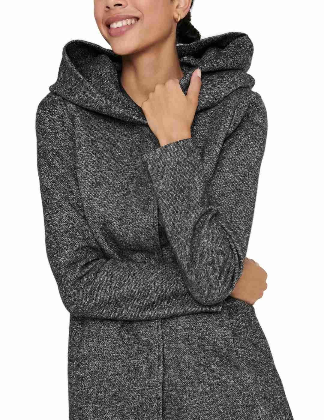 Abrigo Only Sedona gris oscuro con capucha para mujer