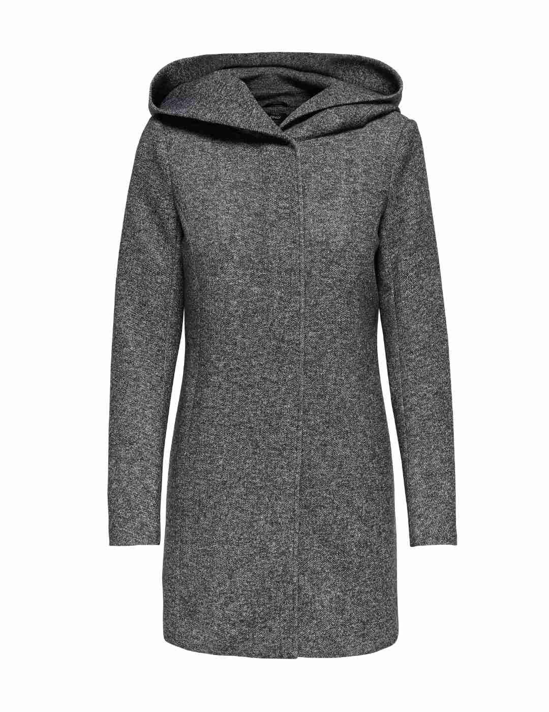 Abrigo Only Sedona gris oscuro con capucha para mujer
