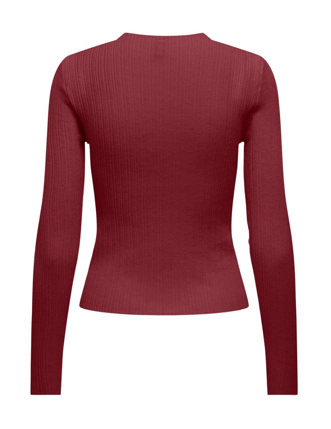 Jersey Only Coco burdeos punto fino cuello perkins de mujer