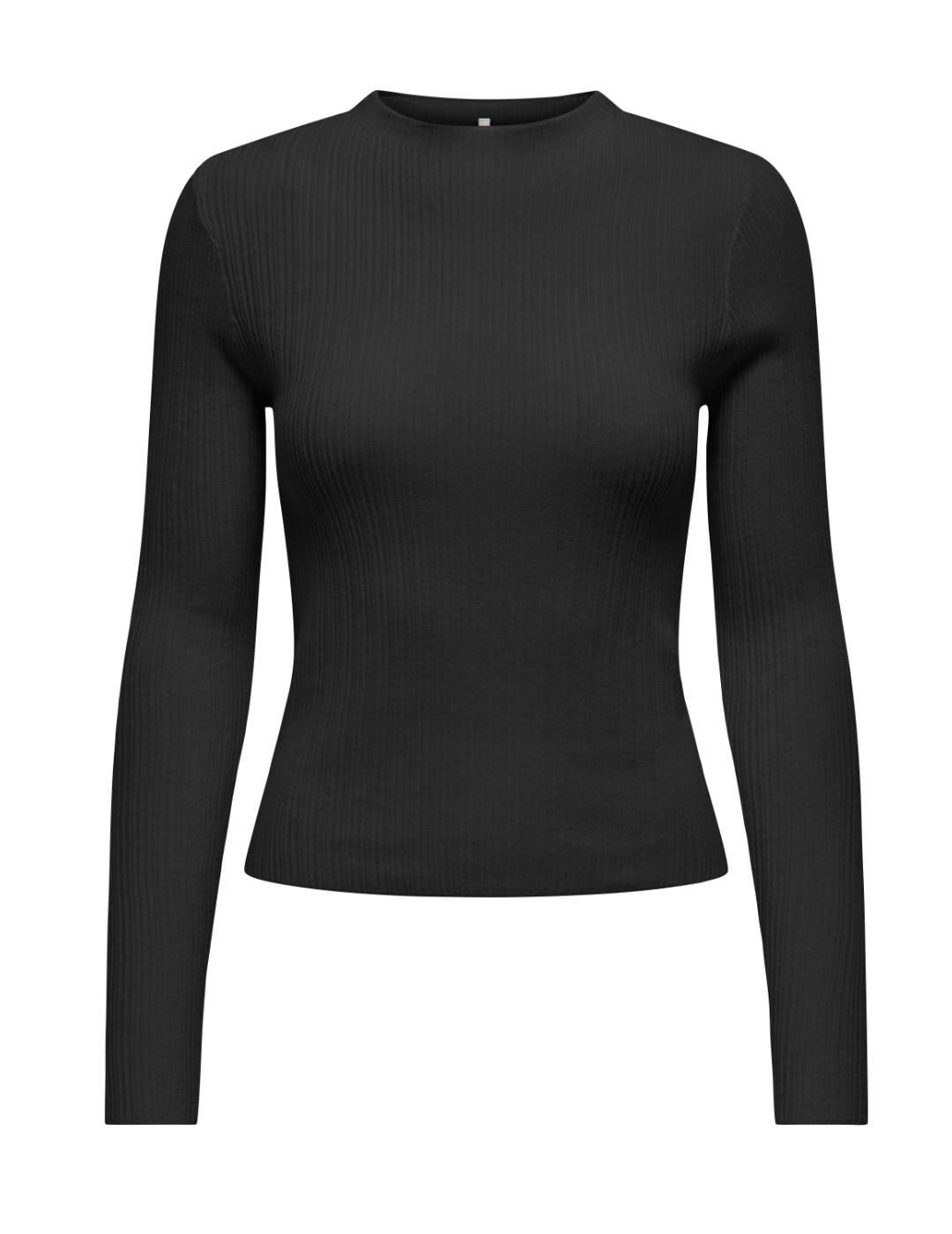 Jersey Only Coco negro punto fino cuello perkins para mujer