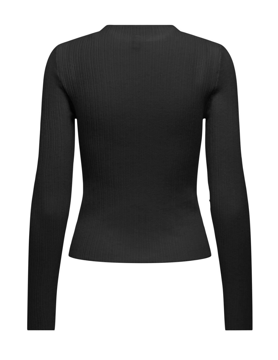 Jersey Only Coco negro punto fino cuello perkins para mujer