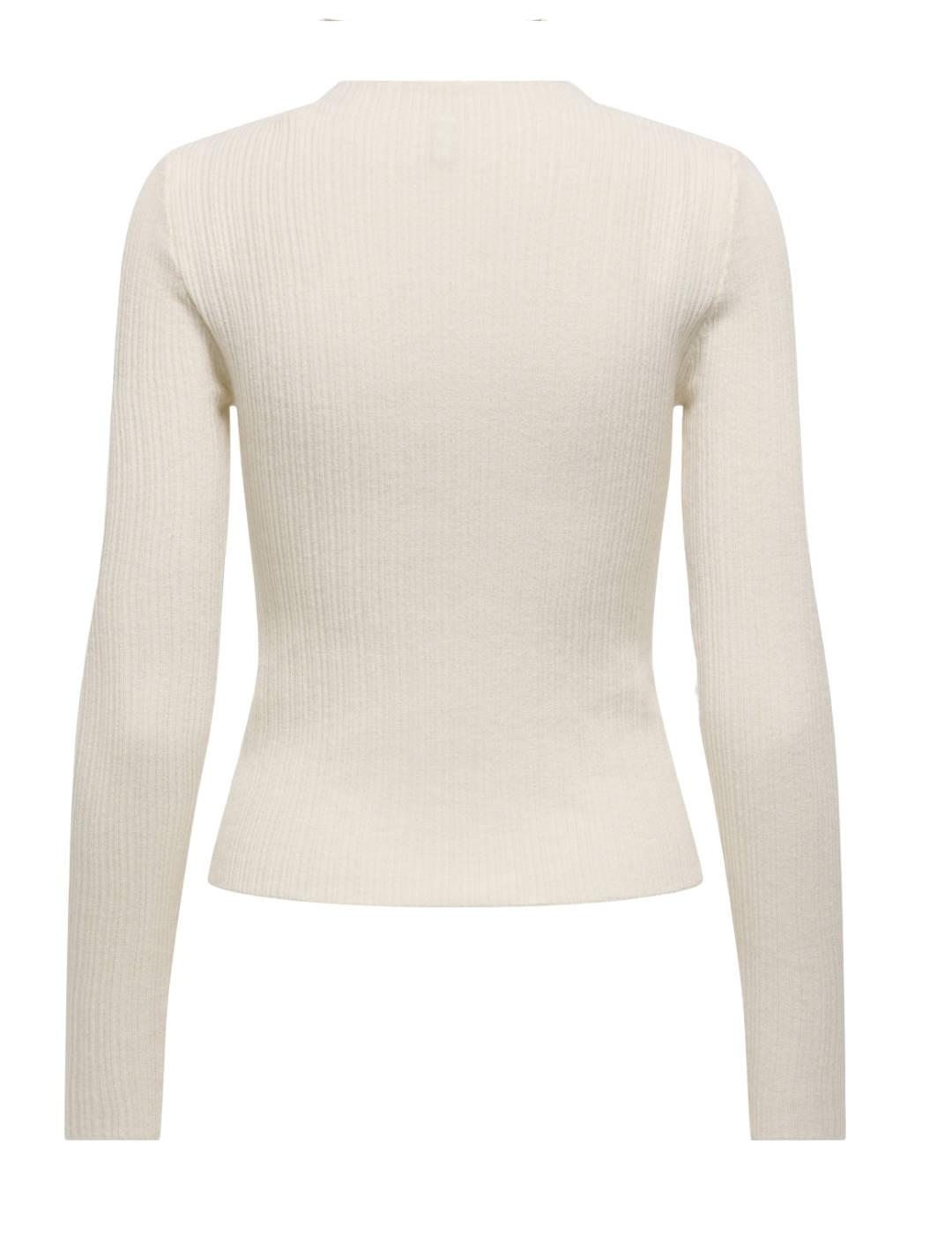 Jersey Only Coco beige punto fino cuello perkins para mujer