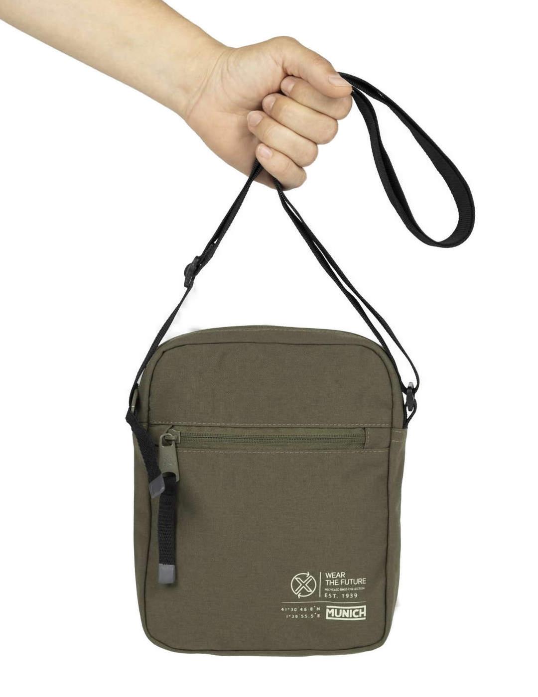 Bandolera Munich verde caqui pequeña para hombre