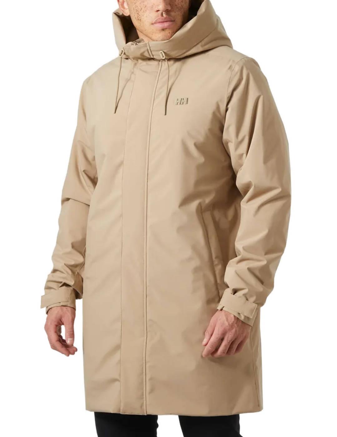 Chaqueta larga Helly Hansen Munich beige impermeable hombre