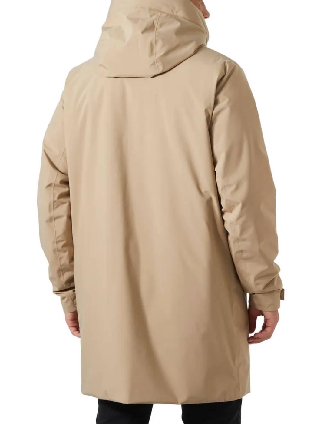 Chaqueta larga Helly Hansen Munich beige impermeable hombre