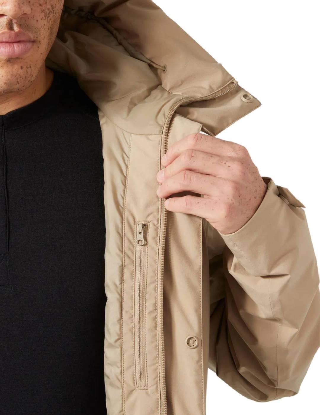 Chaqueta larga Helly Hansen Munich beige impermeable hombre