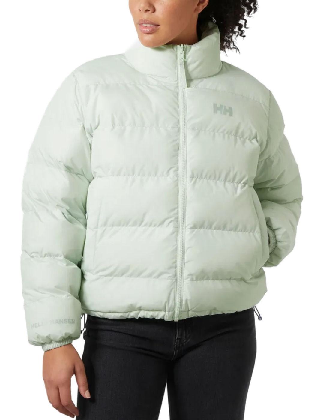 Chaqueta Helly Hansen verde lila reversible puffer de mujer