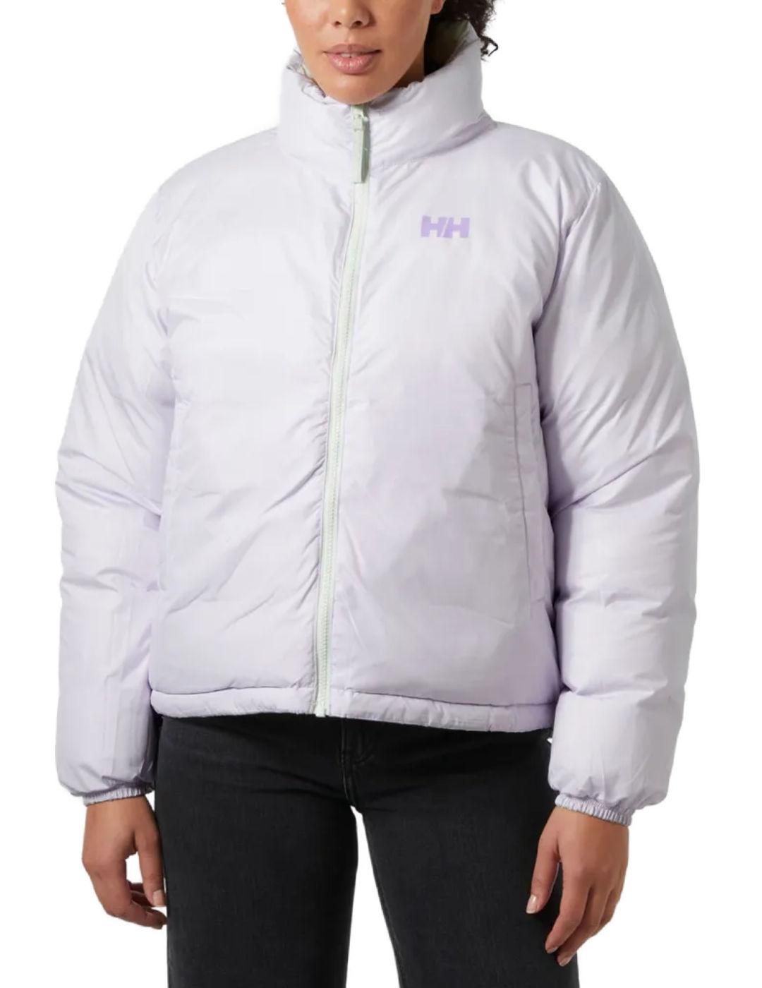Chaqueta Helly Hansen verde lila reversible puffer de mujer