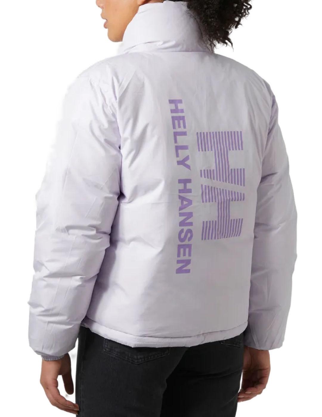 Chaqueta Helly Hansen verde lila reversible puffer de mujer